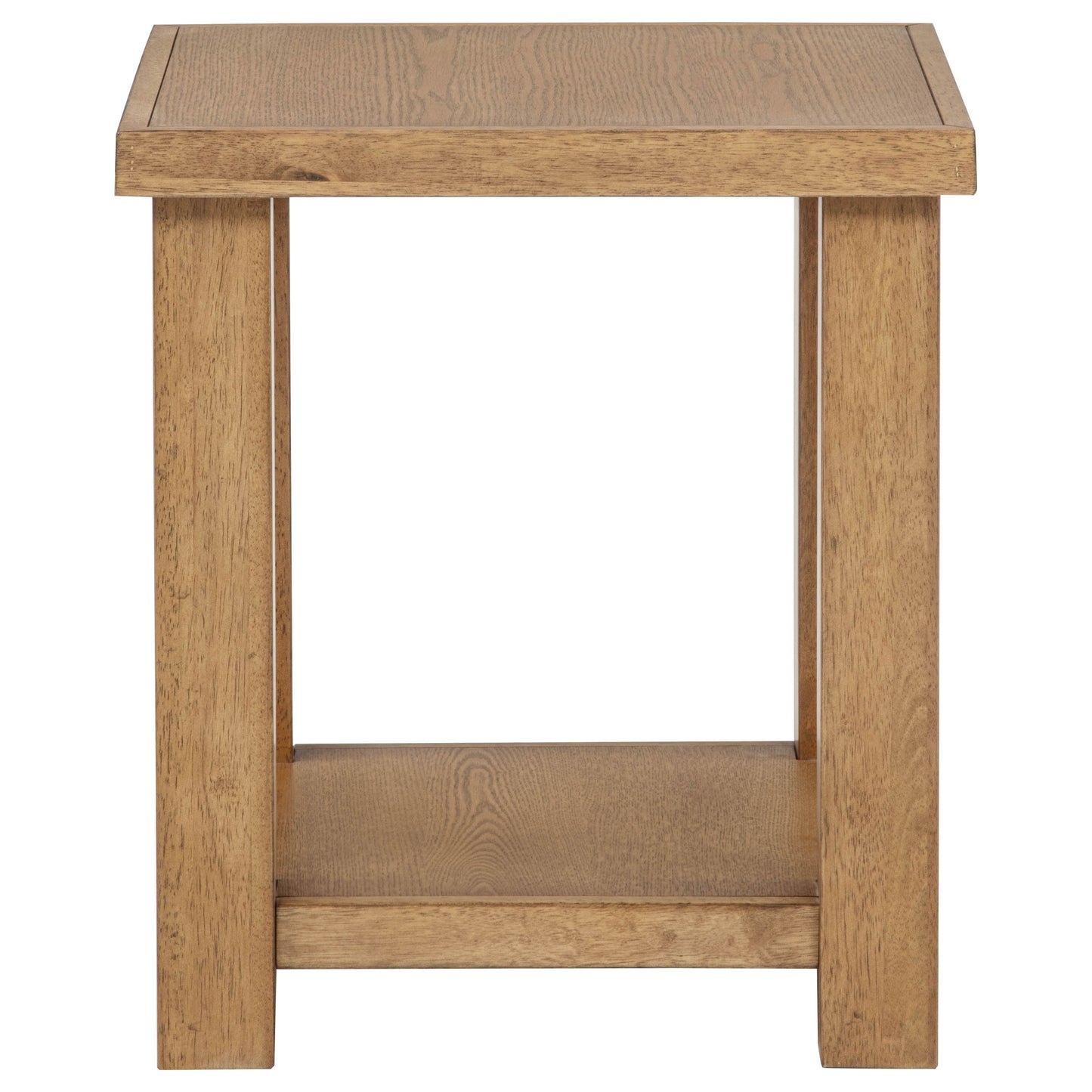 Beasley Square Wood End Side Table With Shelf Golden Oak